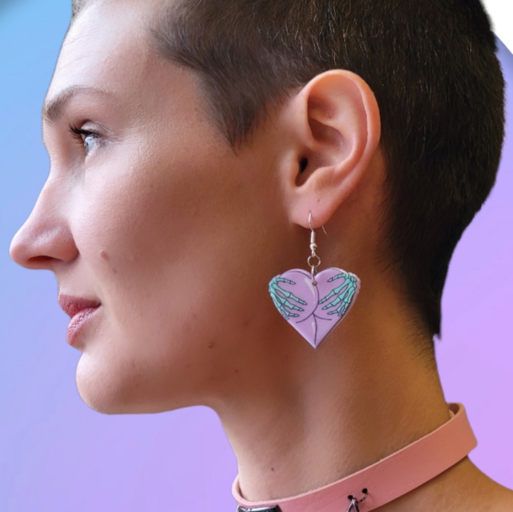 Squeezy Peach Earrings | Skeleton Booty Acrylic | Pastel Goth Bubblegum …